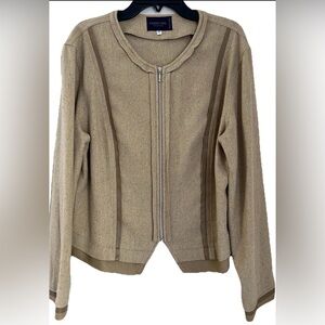 Esencial Coleccion Spain Blazer Women’s 42/ US 12 Tan Light Wool Blend Leather